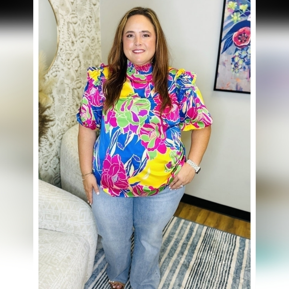 NWT ODDY Pop of color peony top 3XL